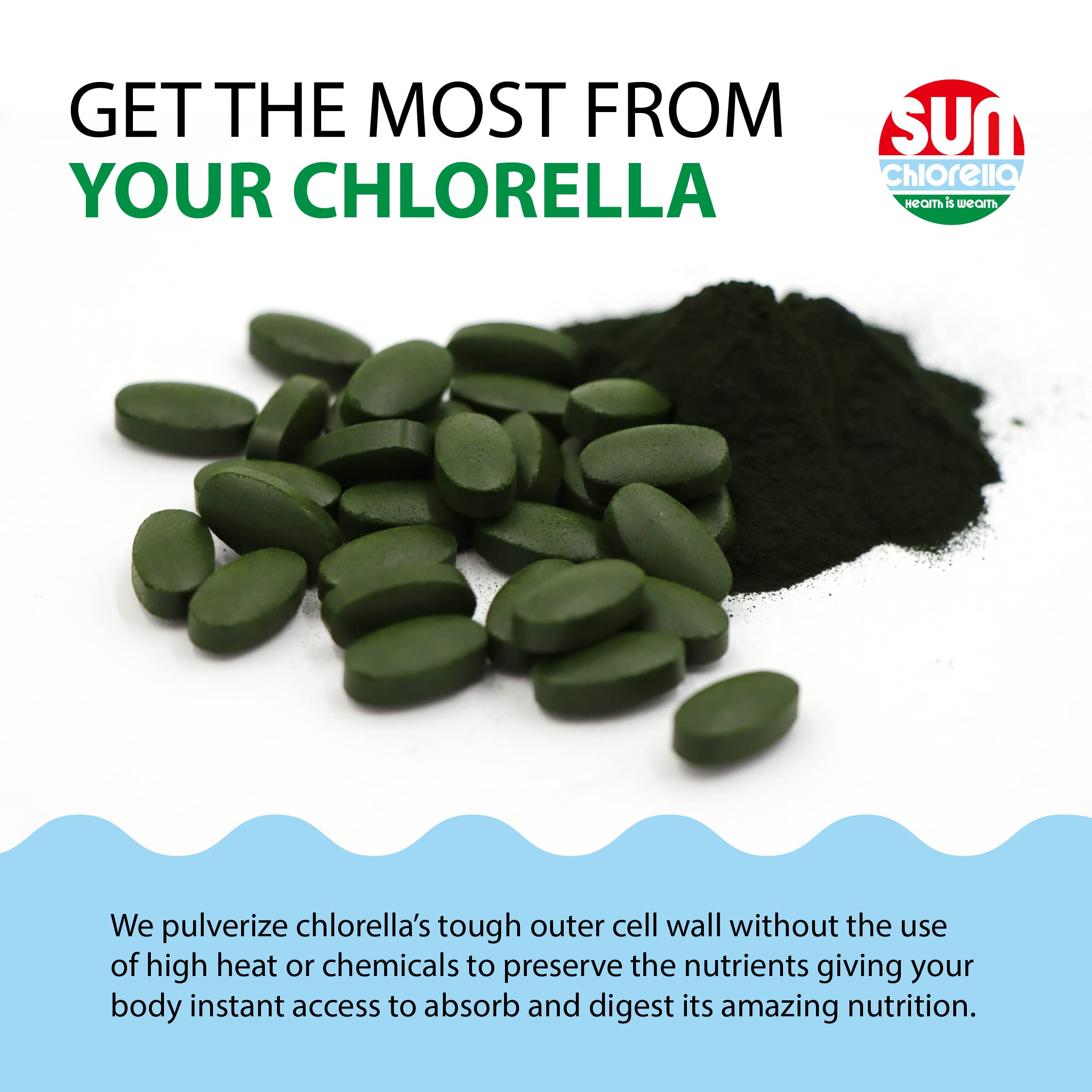 Sun Chlorella detalle de ingredientes clave para nutrición diaria.