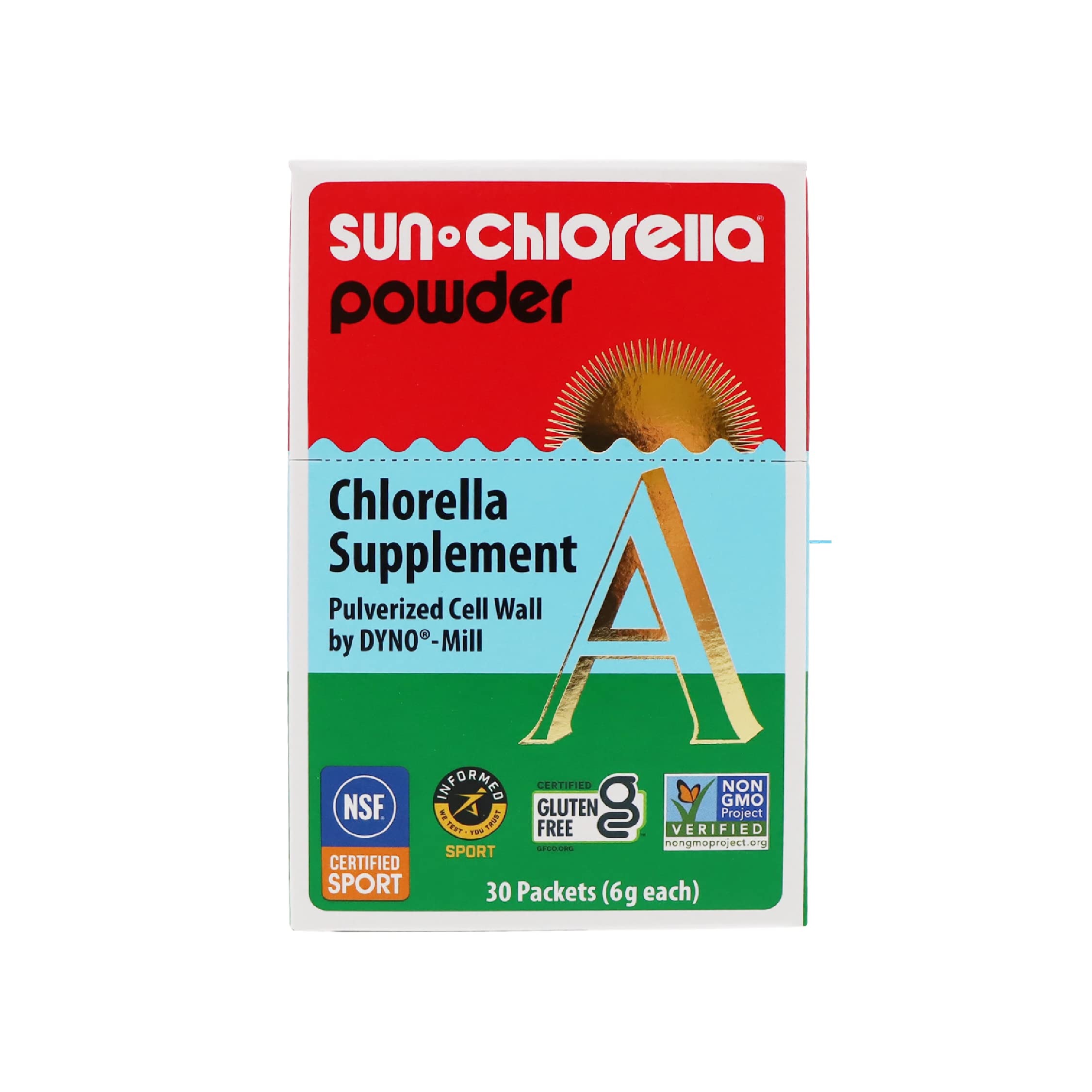Sun Chlorella Powder: bote de polvo verde, fuente natural de clorofila.