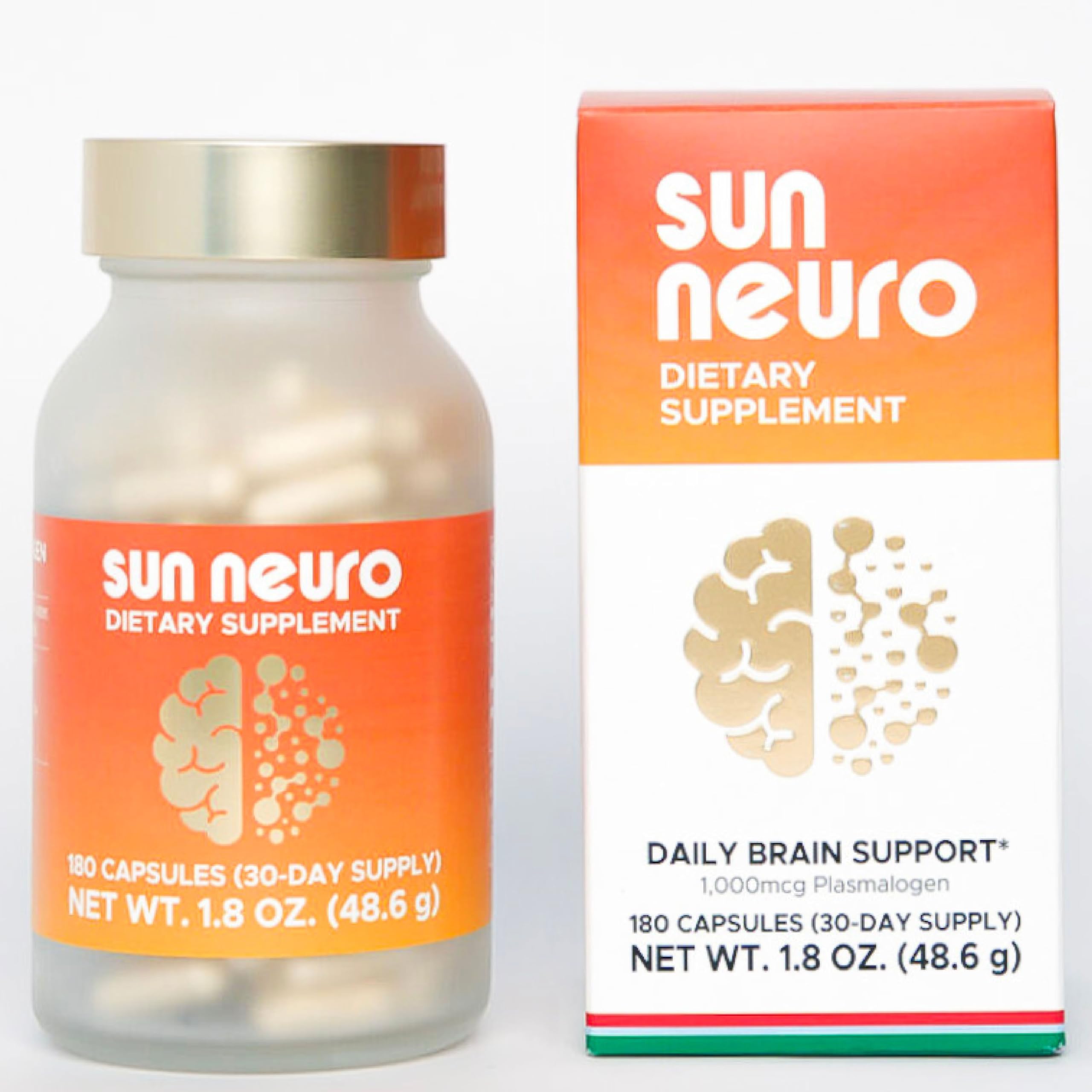 Sun Chlorella Sun Neuro cápsulas sobre fondo blanco para enfoque diario.