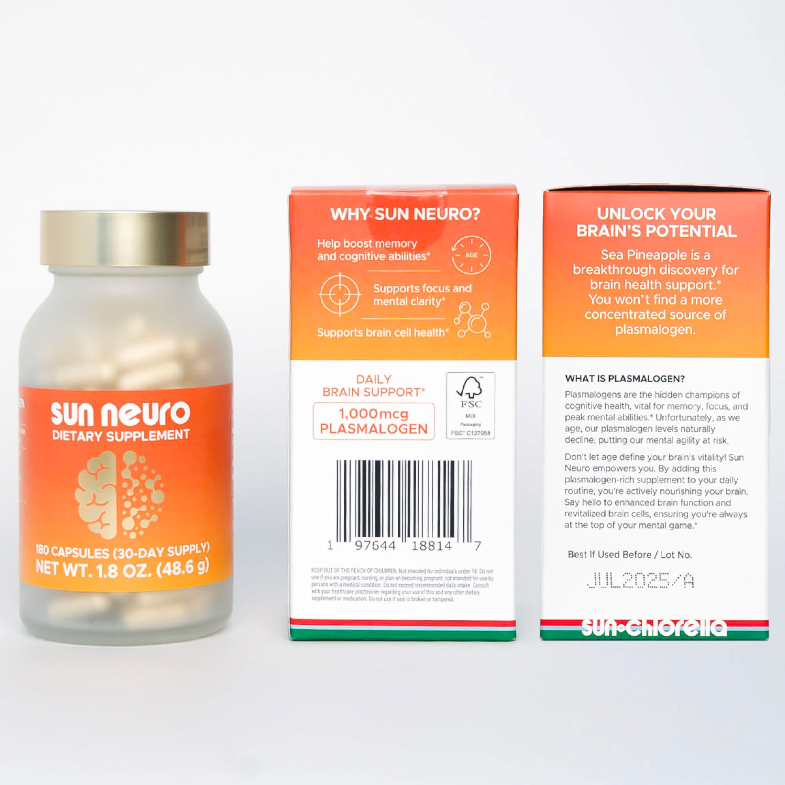 Sun Chlorella Sun Neuro caja lista para bienestar diario.