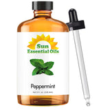Sun Essential Oils Aceite de Menta en botella con gotero para difusor, aroma vigorizante.