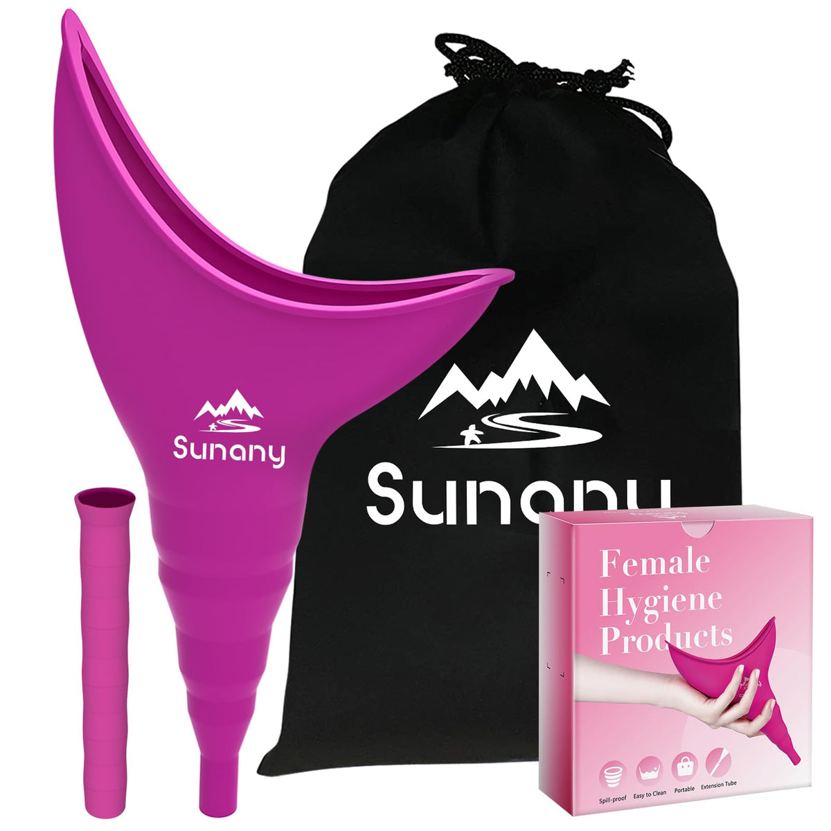 Sunany urinario femenino plegable, cómodo y portátil para uso discreto.