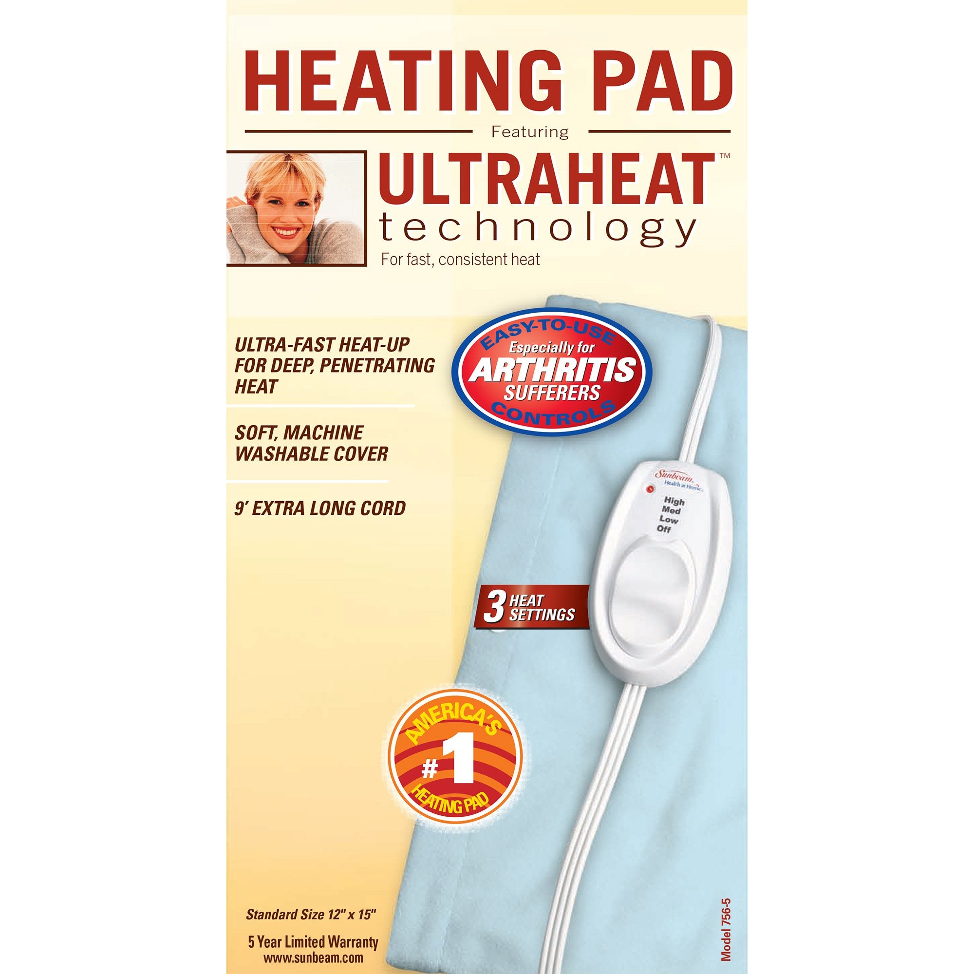 Sunbeam ofrece 3 ajustes de calor para personalizar la experiencia.