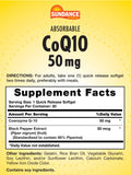 Etiqueta de Sundance CoQ10 50 mg con extracto de pimienta negra para absorción.