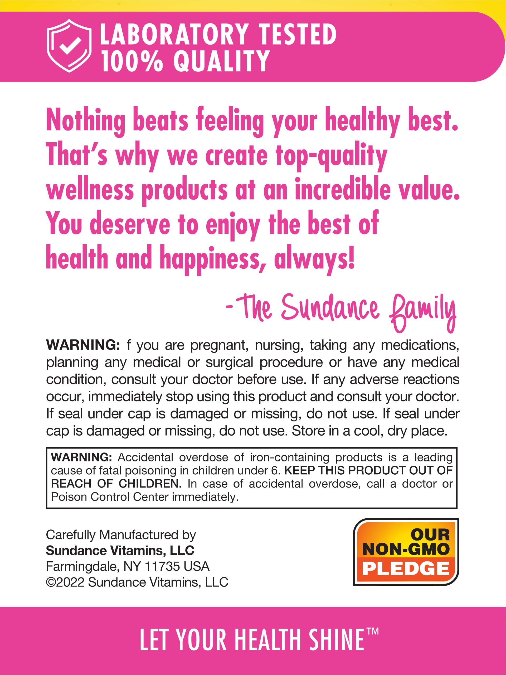 Sundance Prenatal Multivitaminas, versión sin gluten y sin OGM para tranquilidad.