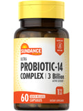 Sundance Probiotic-14 Complex cápsulas en botella listas para uso diario.