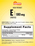 Sundance Vitamina E 180 mg botella: formato práctico para dosis diaria sin gluten