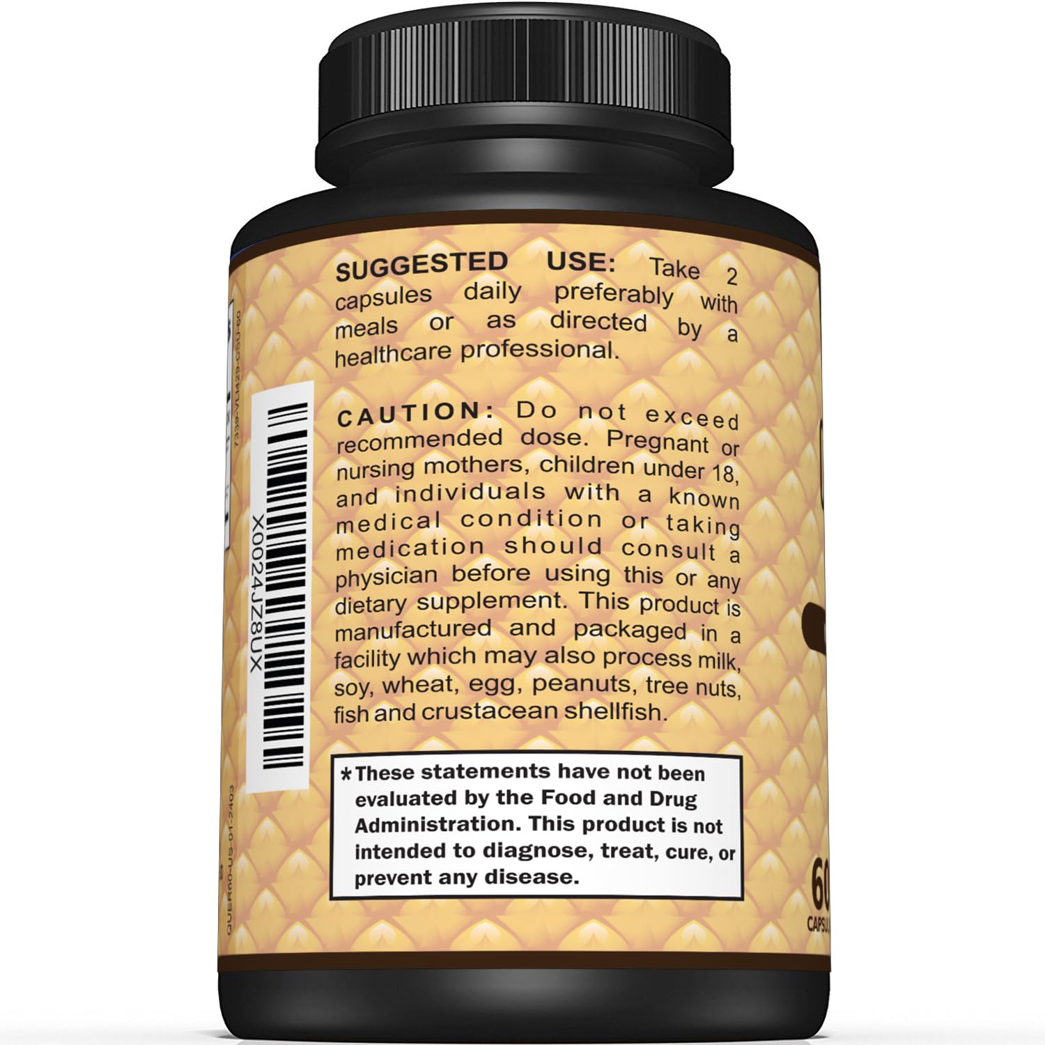 Sunergetic Etiqueta del producto: quercetina 1000 mg por porción.