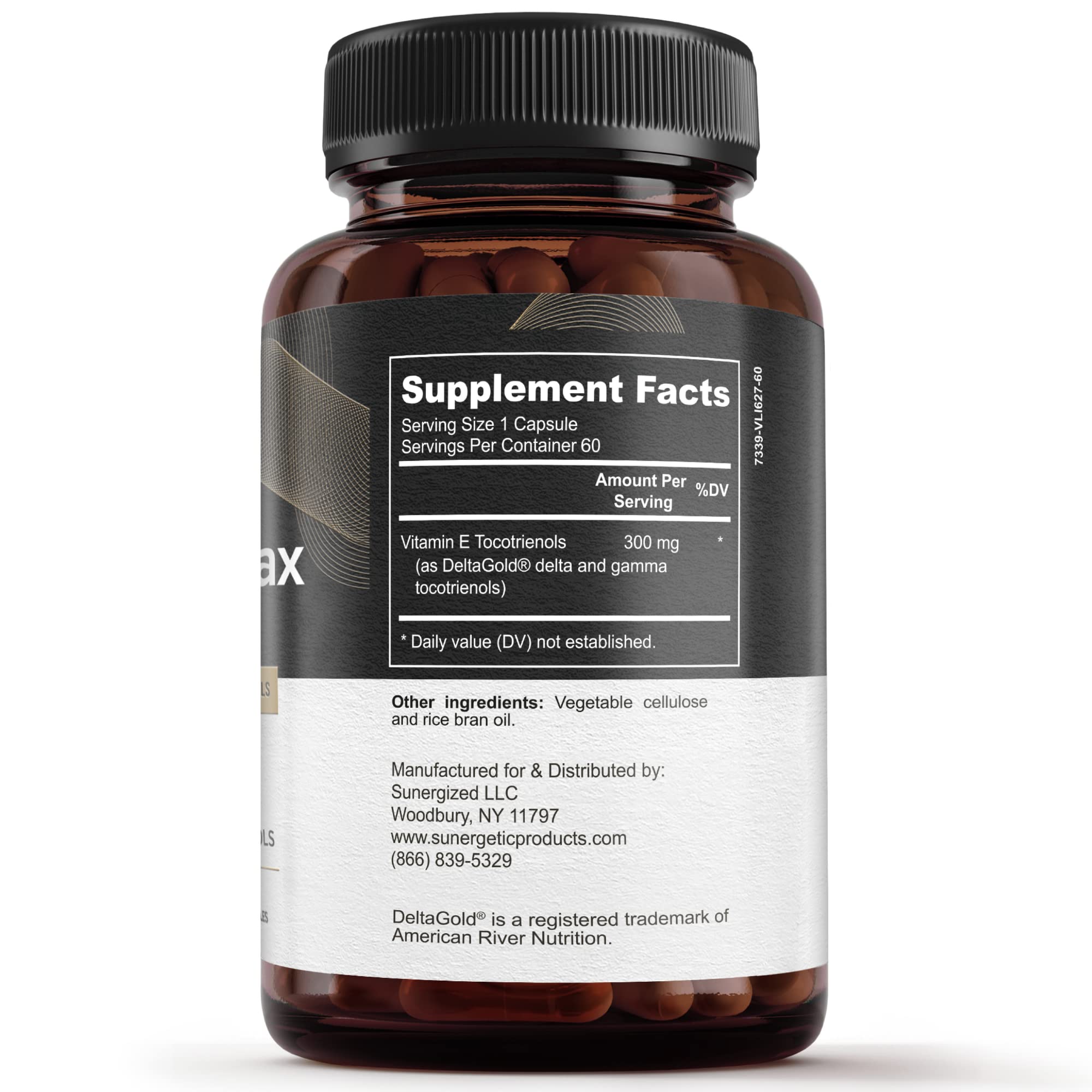 Botella Sunergetic con tocotrienoles annatto para consumo diario.
