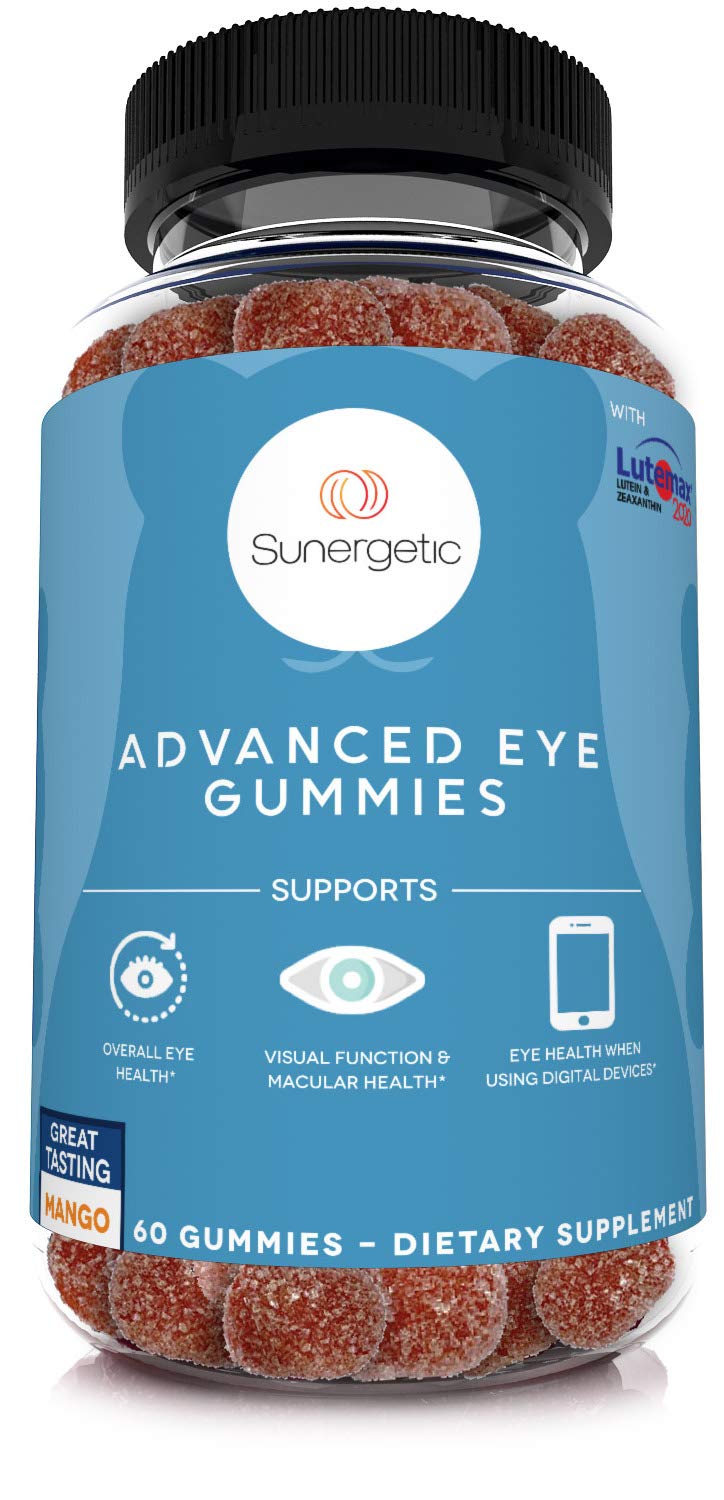 Gominolas Sunergetic de apoyo visual en empaque práctico para uso diario.