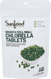 Sunfood Chlorella: frente del envase con tabletas verdes para uso diario.