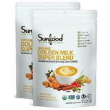 Sunfood Golden Milk Super Blend en bolsa de 6 oz lista para latte de cúrcuma