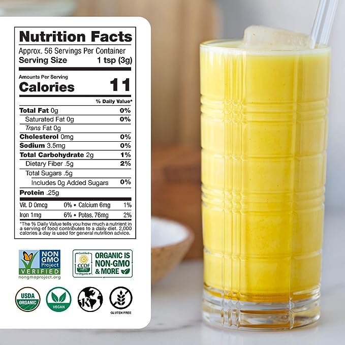 Sunfood Golden Milk Super Blend con curcuma y jengibre para sabor intenso