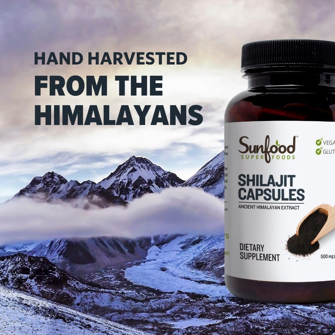 Sunfood Shilajit cápsulas en ambiente natural, uso práctico diario