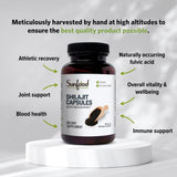 Sunfood Shilajit cápsulas en caja, packaging claro y transparente