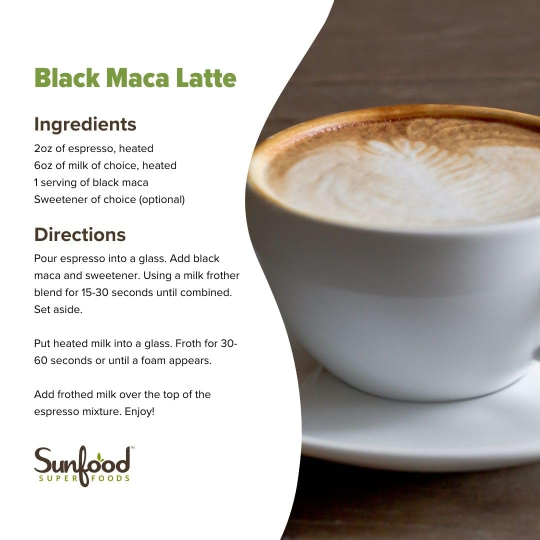 Sunfood Superfoods Maca Negra Orgánica en smoothie aporta aroma y potencia