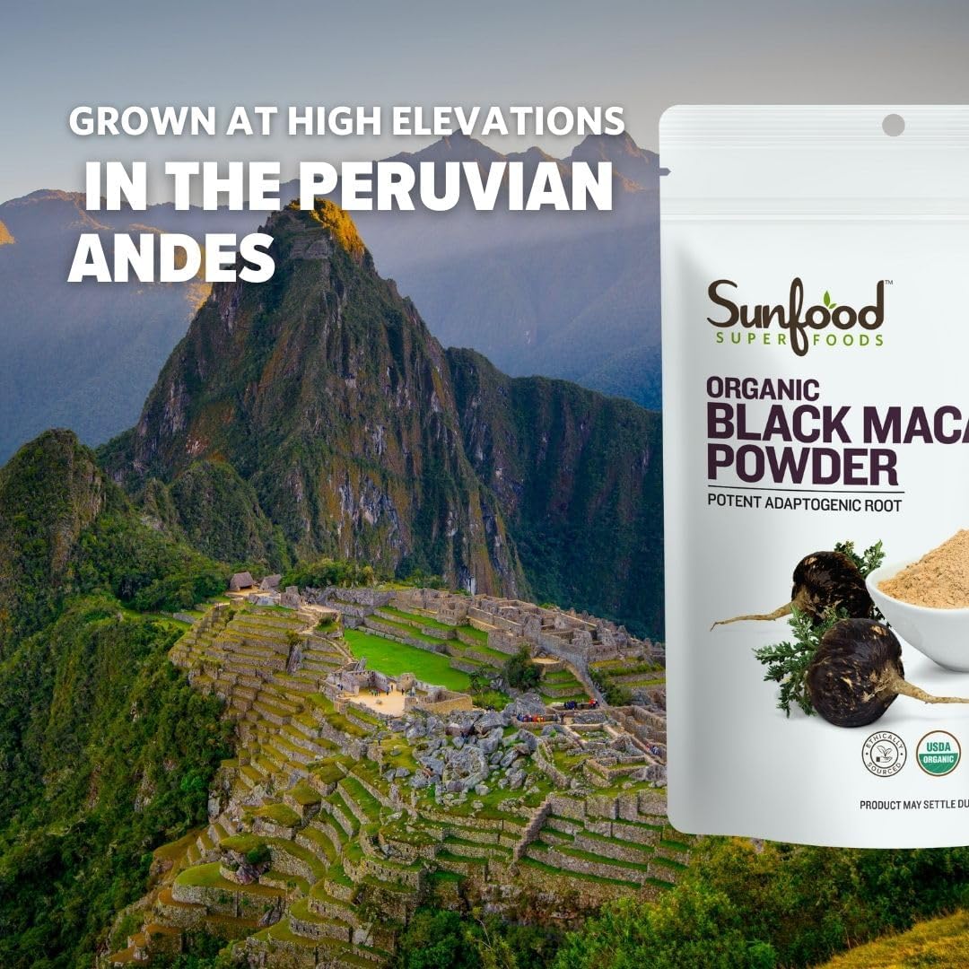 Sunfood Superfoods Maca Negra Orgánica uso diario para bienestar natural