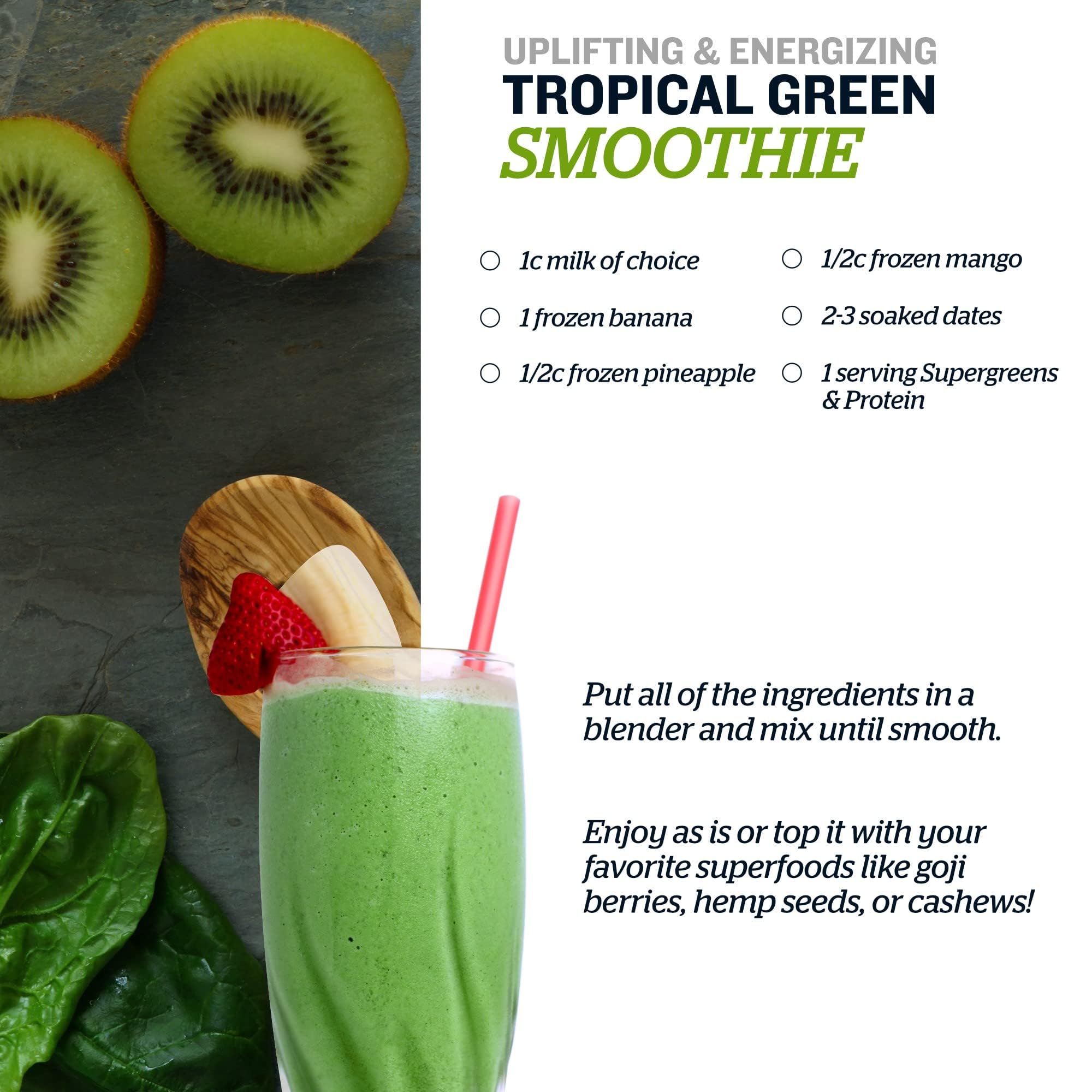 Sunfood Supergreens & Protein, etiqueta-del-producto que refleja calidad y origen ético