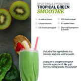 Sunfood Supergreens & Protein, etiqueta-del-producto que refleja calidad y origen ético