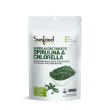 Sunfood tabletas espirulina chlorella en botella: apoyo nutricional diario.