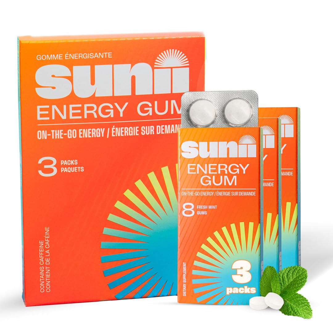 Sunii Energy Gum paquete de menta fresca para un impulso rápido