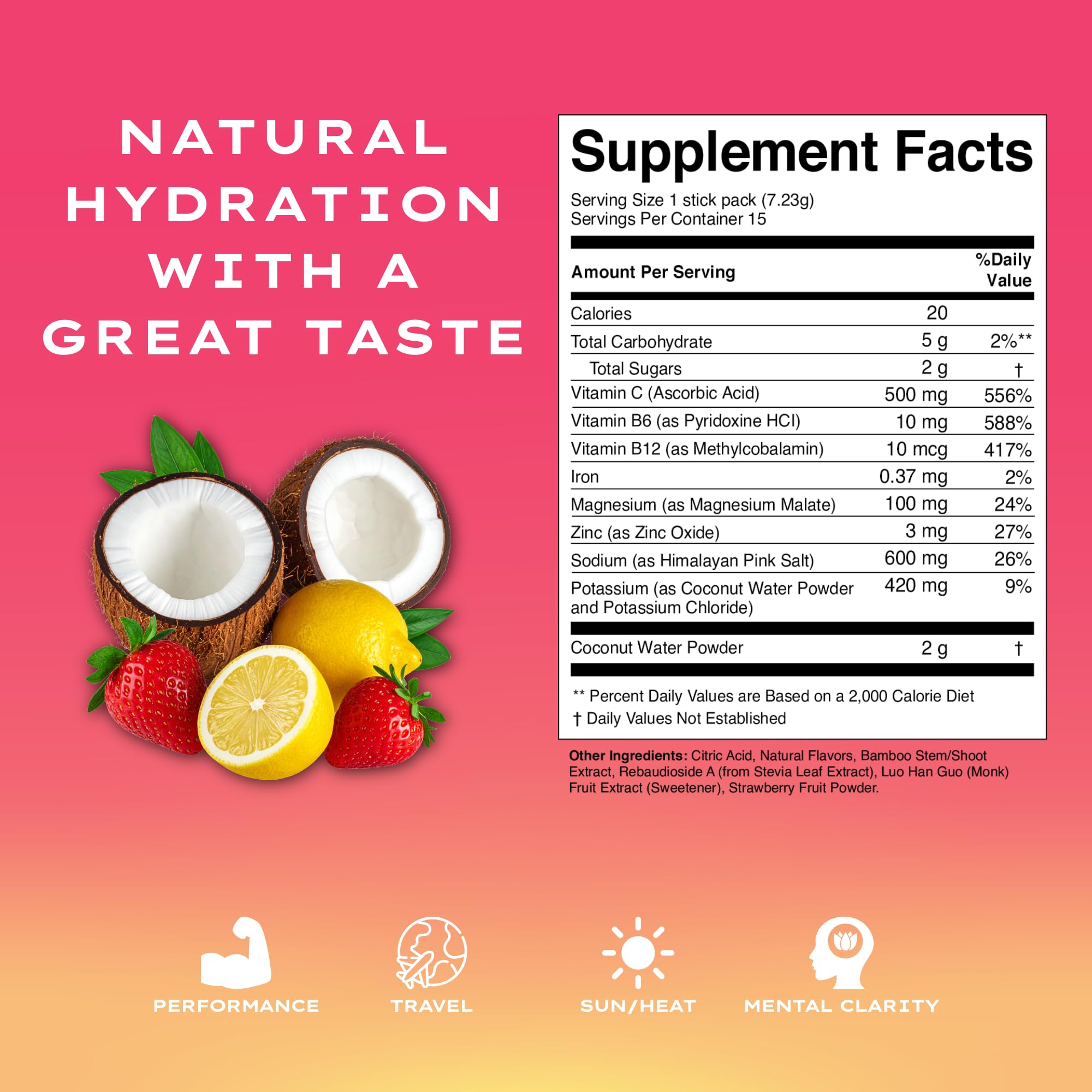 Sunlyte sobres polvos sabor fresa-limón listos para mezclar