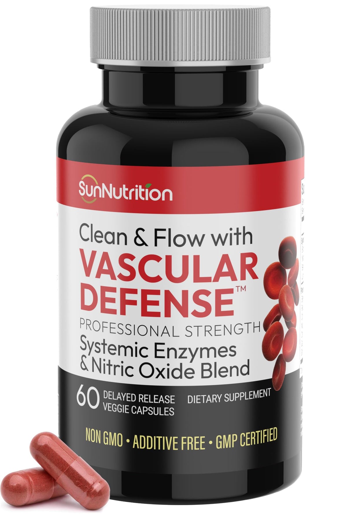 SunNutrition Defensa Vascular, botella, posible apoyo a la circulación saludable.