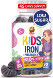 Sunny Sam gominolas de hierro sabor uva para apoyo inmunitario y energía.