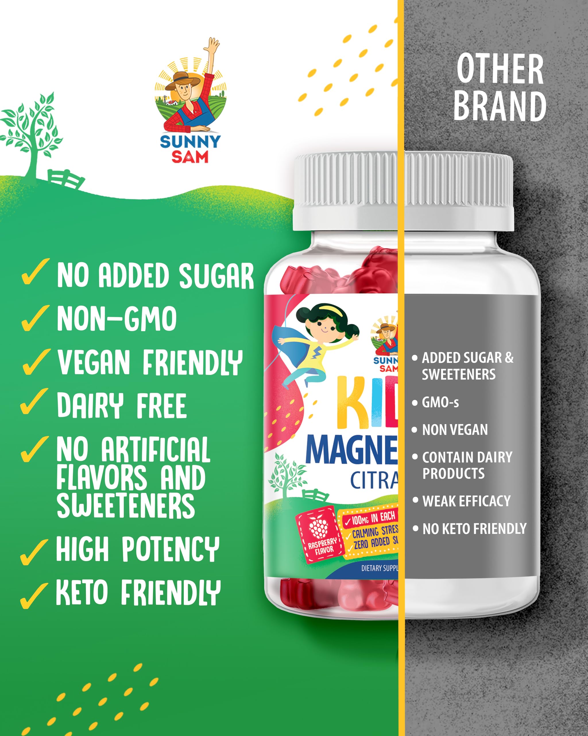 Sunny Sam Gomitas Magnesio natural, sin colorantes artificiales
