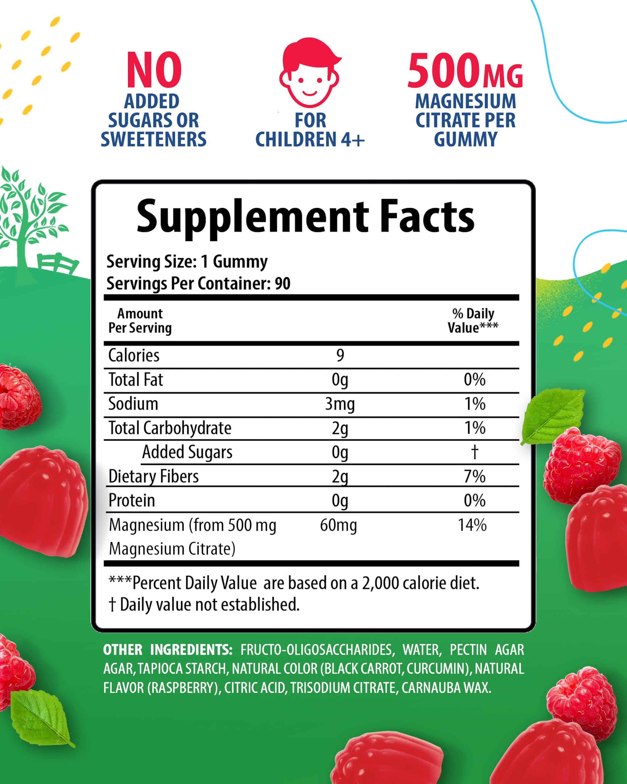 Gominolas Sunny Sam para niños, forma masticable de magnesio 500 mg citrato, fácil de tomar.