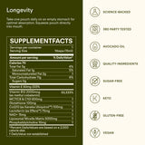 Sunny Within Longevity ingredientes-clave destaca NAD liposomal y CoQ10 para energía natural.