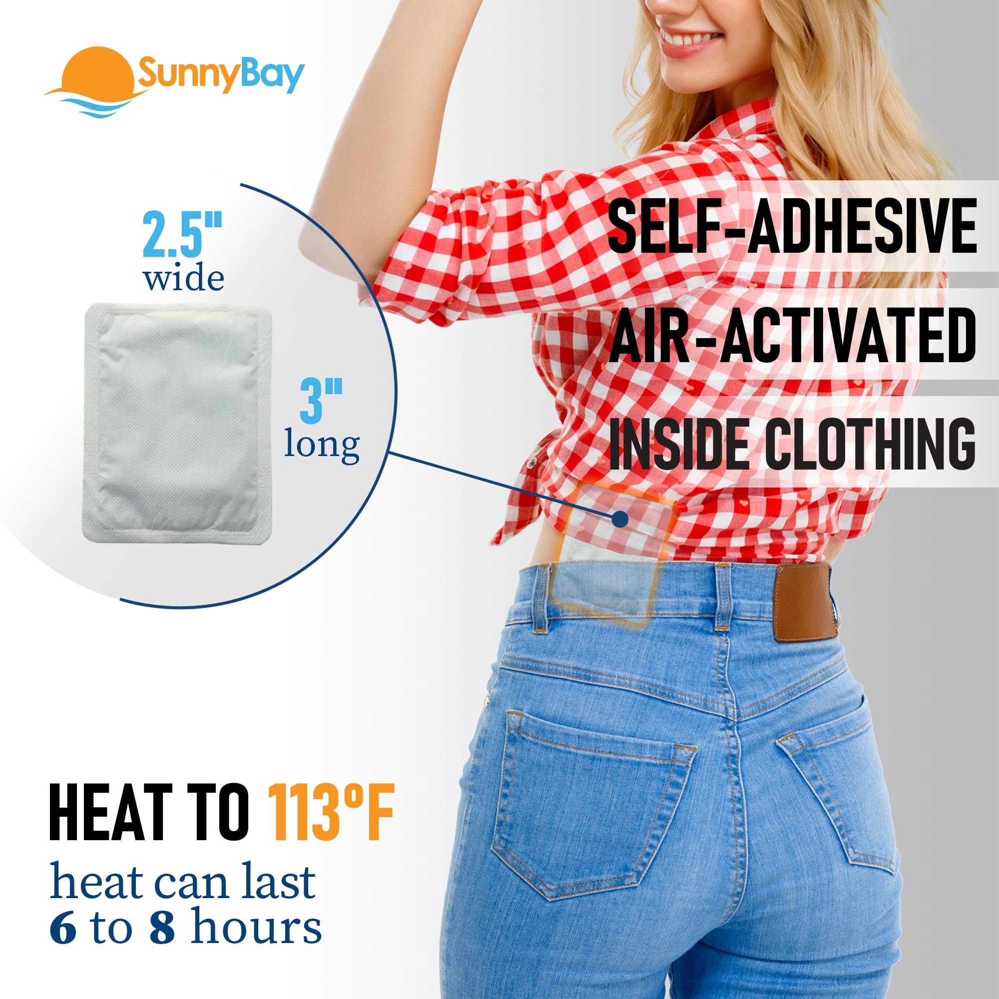 SunnyBay adhesivo calor natural: aplicación rápida y calor suave sin metales pesados.