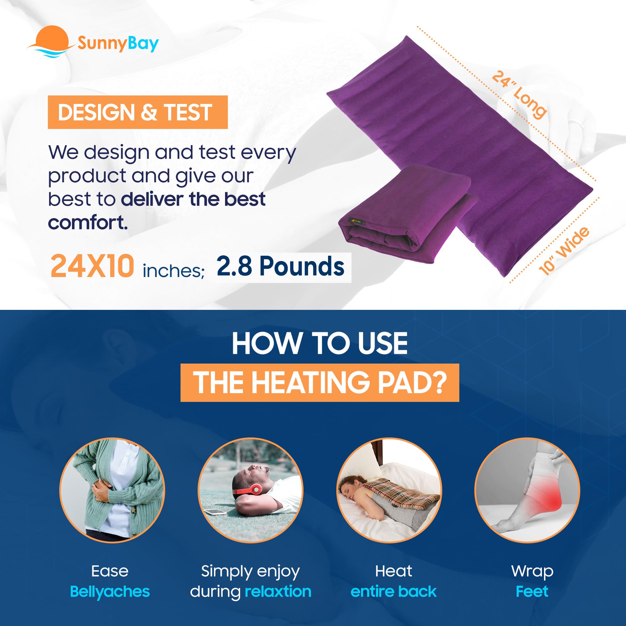 SunnyBay Manta Caliente Cobertura Espalda con peso suave para contención.