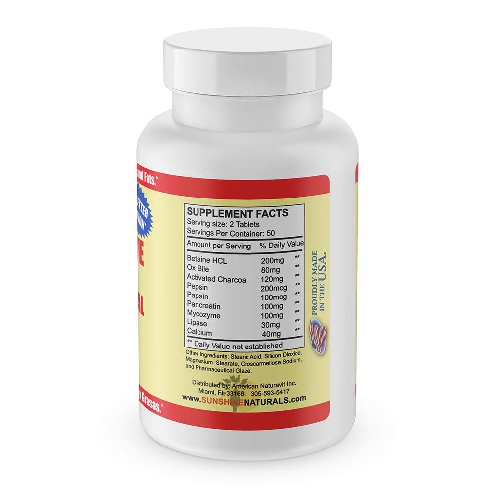 Sunshine Naturals Carbon Activado Tabletas, ayuda a la digestión y absorción de nutrientes.