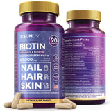 SunUV Biotina 10000mcg: cápsulas para cabello y uñas saludables.