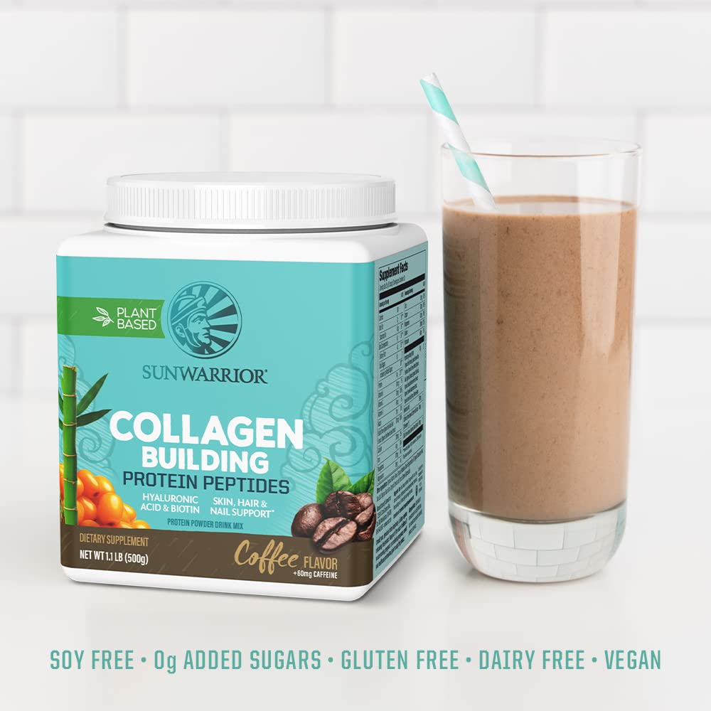 Sunwarrior Colageno Vegano etiqueta destacada con certificaciones limpias
