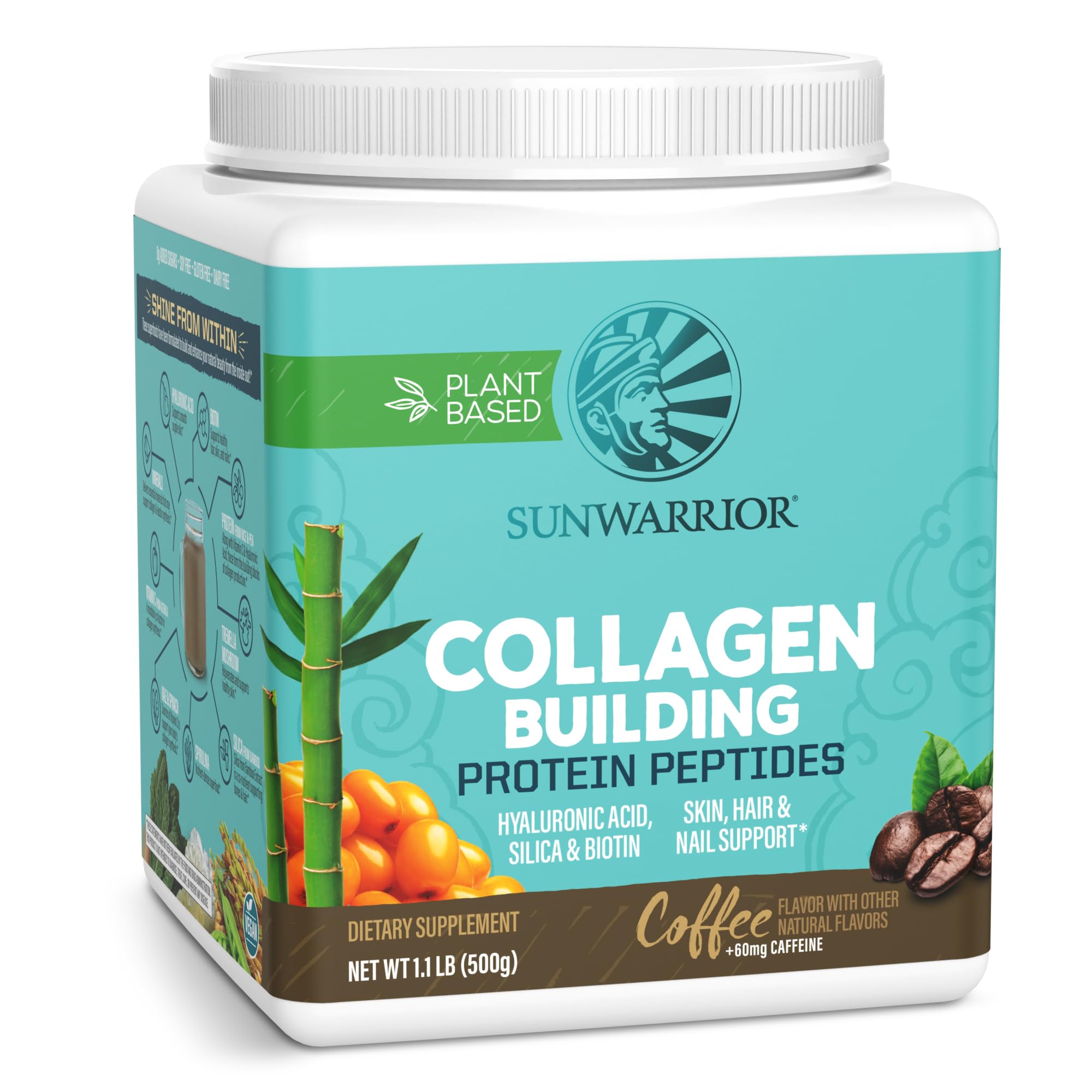 Sunwarrior Colageno Vegano en taza de café con textura cremosa para comenzar el día