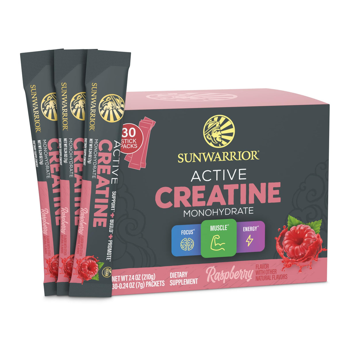 Sunwarrior Creatina Micronizada en envase, lista para entrenamientos y concentración