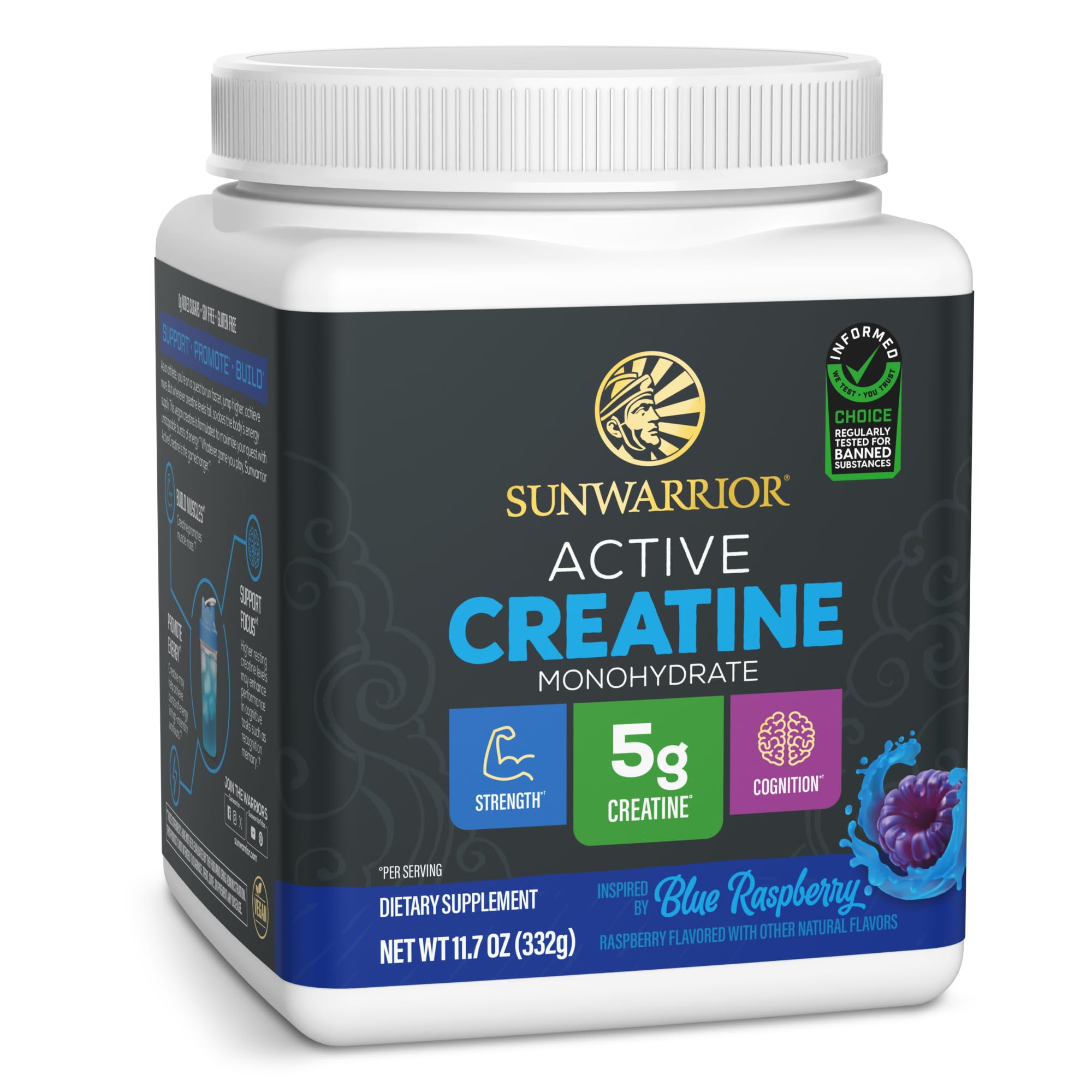Sunwarrior Creatina Monohidrato Micronizada en pote, potencia para entrenos intensos