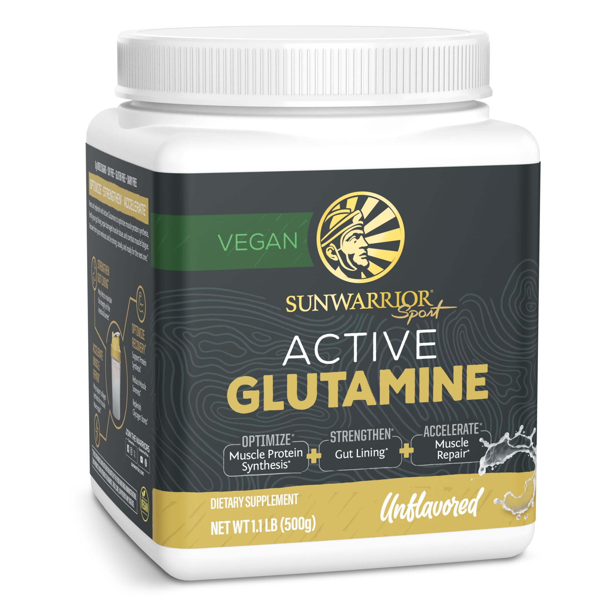 Sunwarrior L-Glutamina polvo sin sabor para recuperación muscular