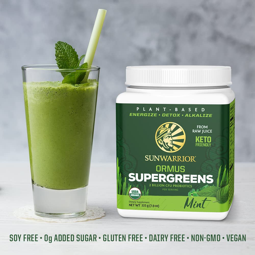 Sunwarrior Greens: alfalfa y pastos de cereal formando la mezcla equilibrada.