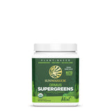 Sunwarrior Greens: batido verde servido en vaso, sabor menta fresco.