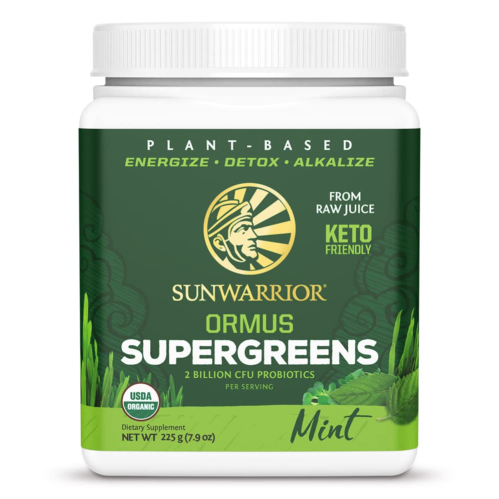 Sunwarrior Greens orgánicos: envase y etiqueta para confirmar origen y calidad en batidos.