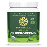 Sunwarrior Greens orgánicos: envase y etiqueta para confirmar origen y calidad en batidos.