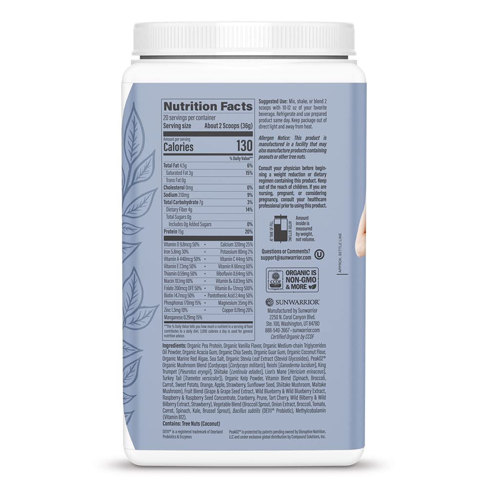 Sunwarrior Lean Superfood Shake batido de vainilla, snack nutritivo listo para disfrutar