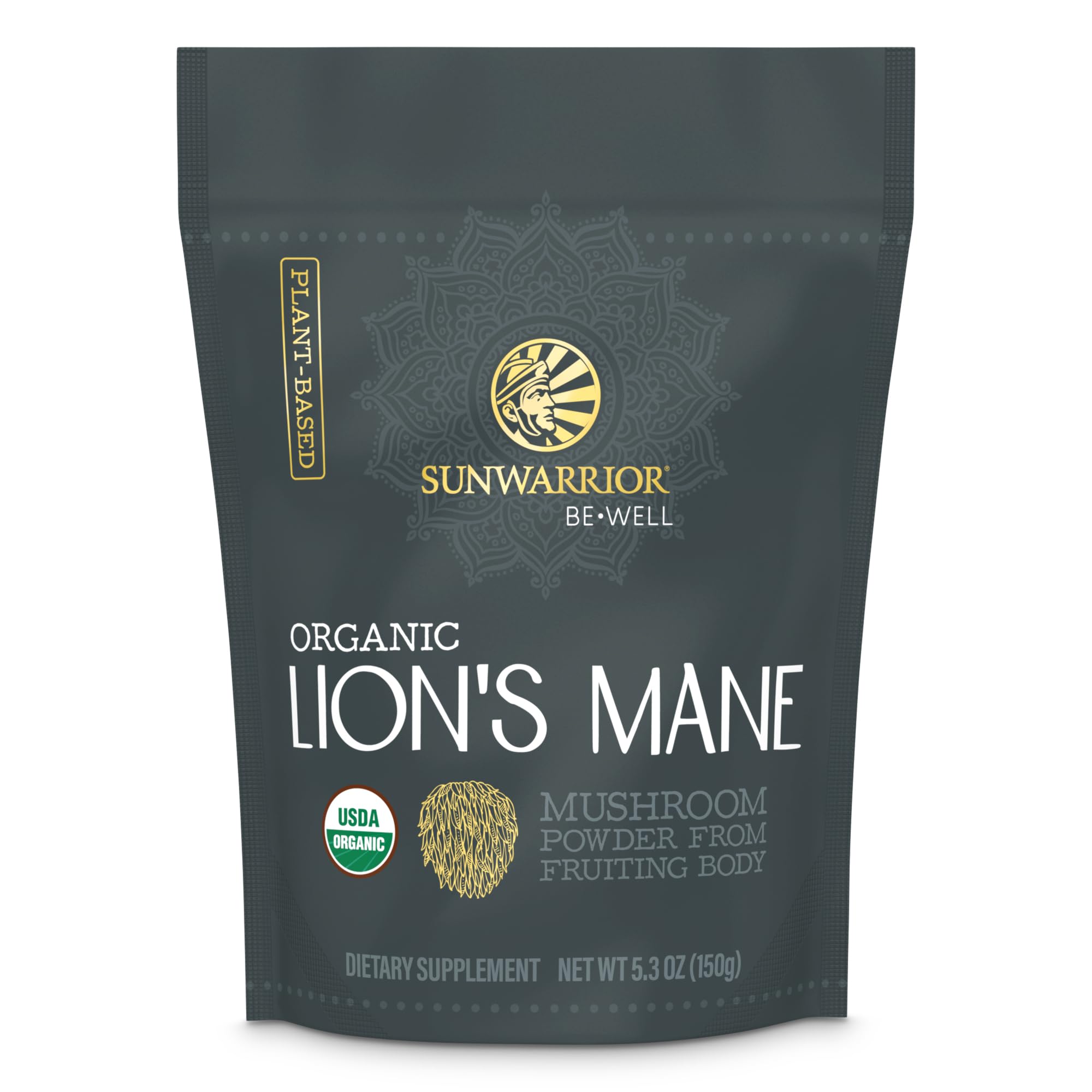 Sunwarrior melena de león polvo orgánico para enfoque y claridad mental