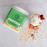 Sunwarrior proteina orgánica clásica vainilla, batido post-entrenamiento, sabor agradable.