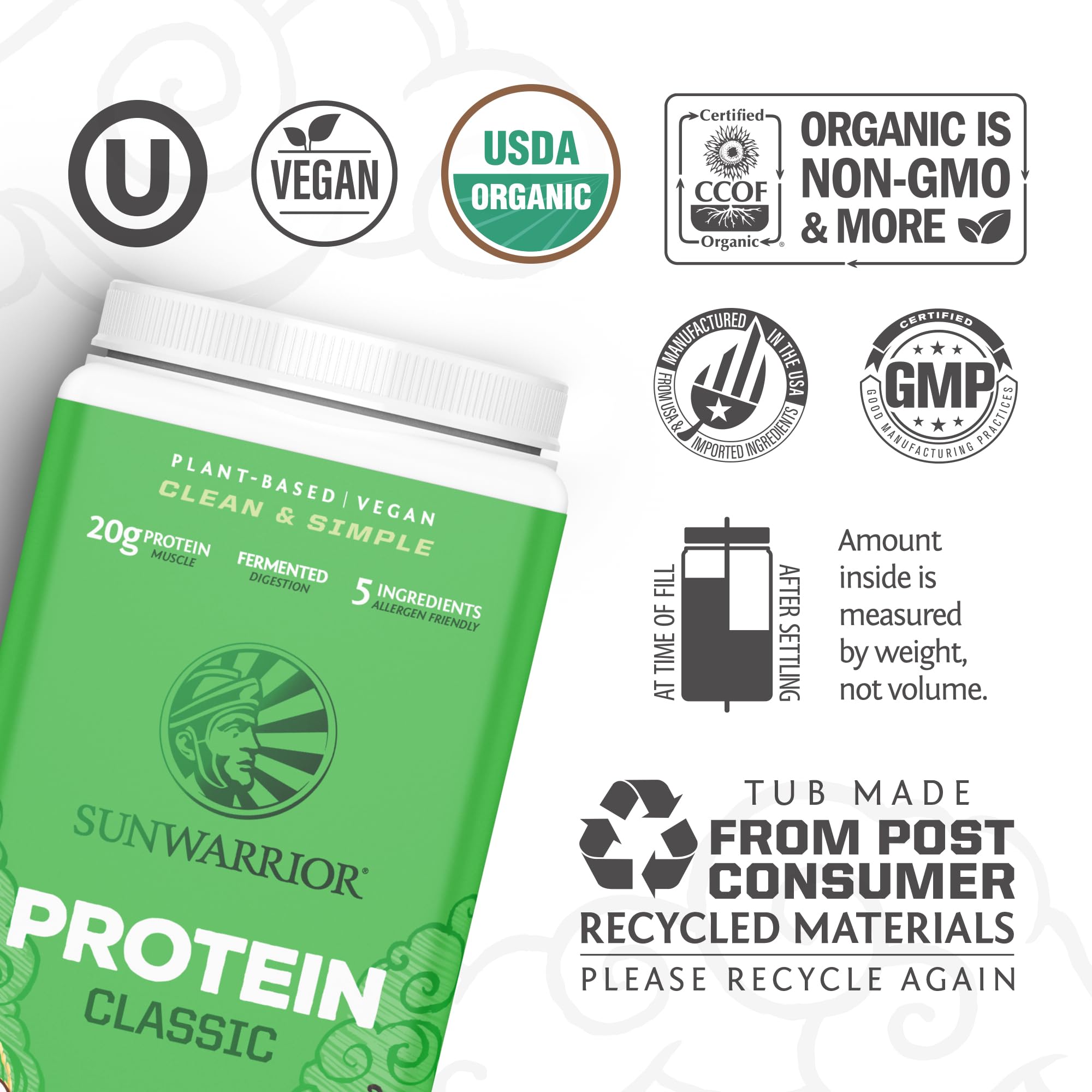 Sunwarrior Organic Classic Vanilla Protein, batido rápido listo para desayunos