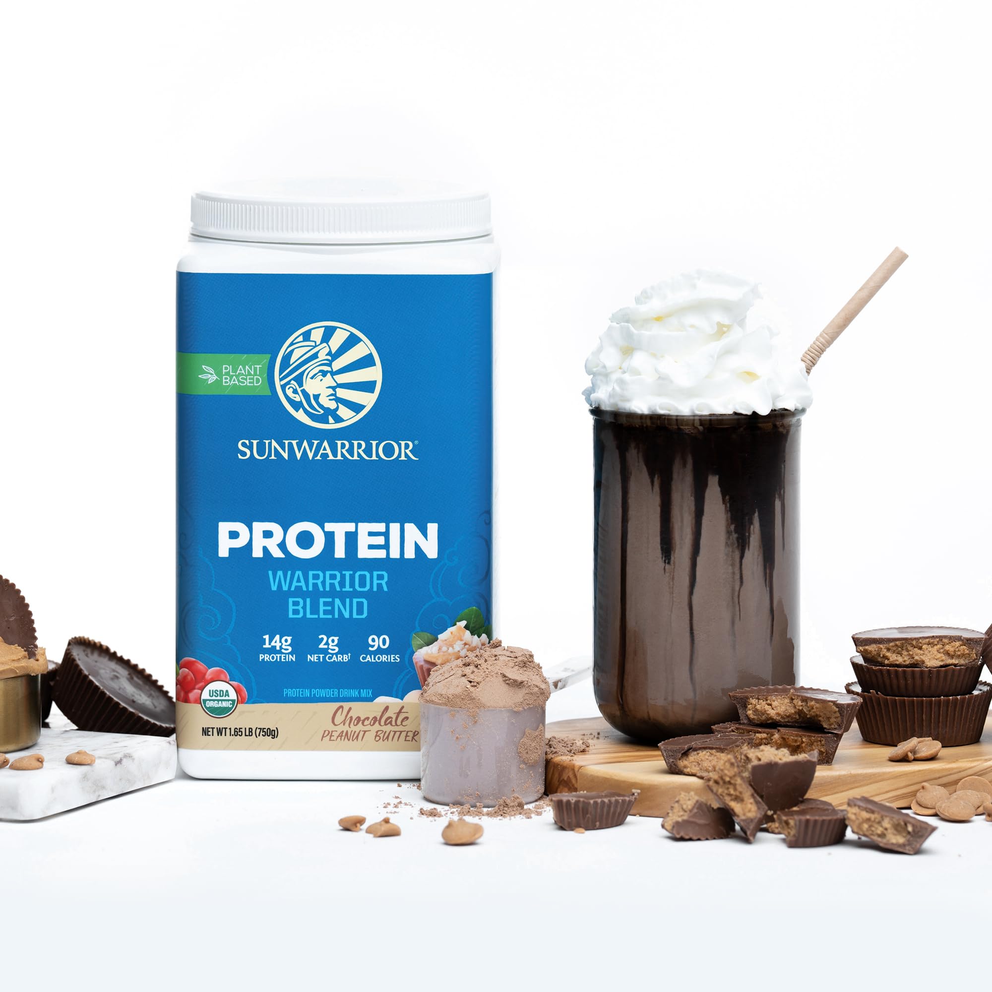 Sunwarrior polvo proteico batidos nocturnos, versátil en yogur y postres