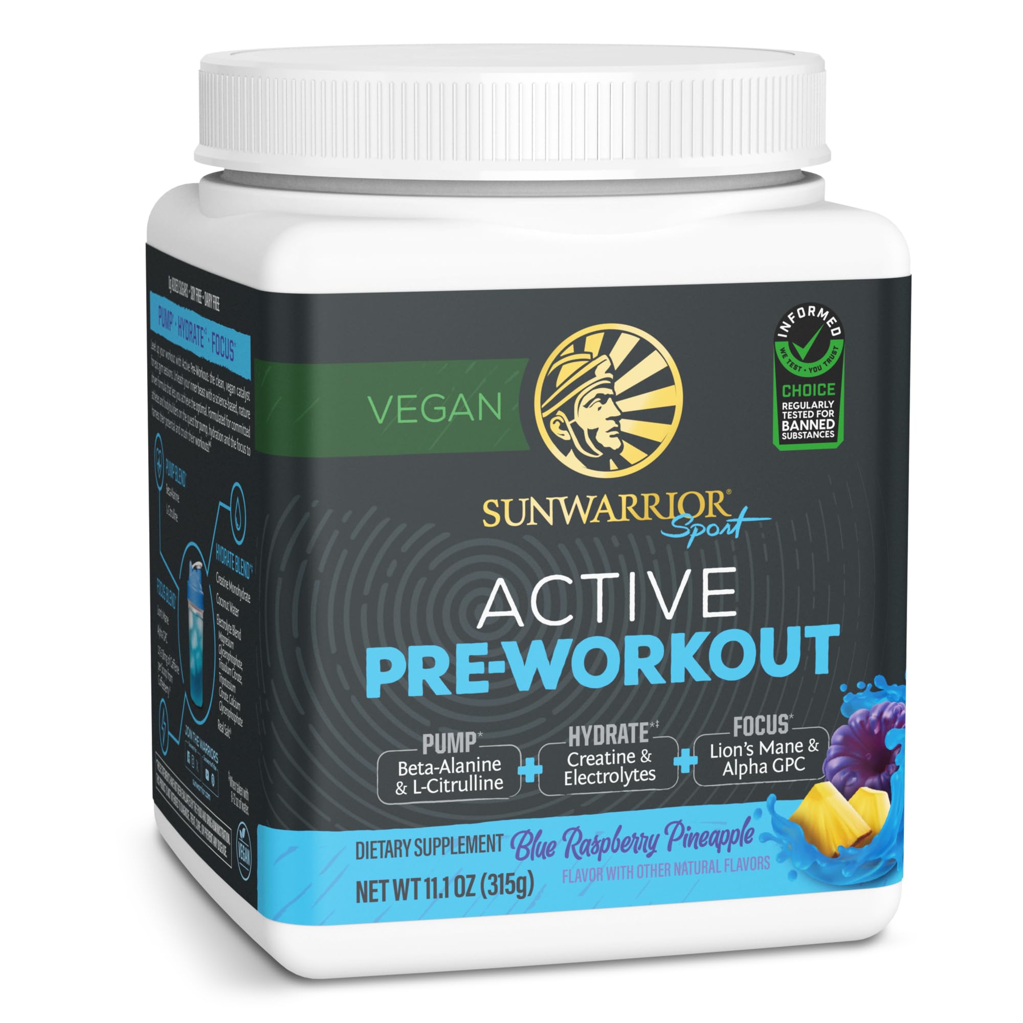 Sunwarrior Pre Entrenamiento: cuchara de medición lista para preparar tu dosis diaria de energía.